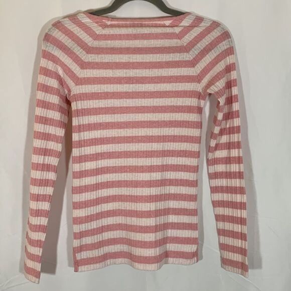 Lucky Brand Pink & White Striped Long Sleeve Top NWT - Picture 2 of 9
